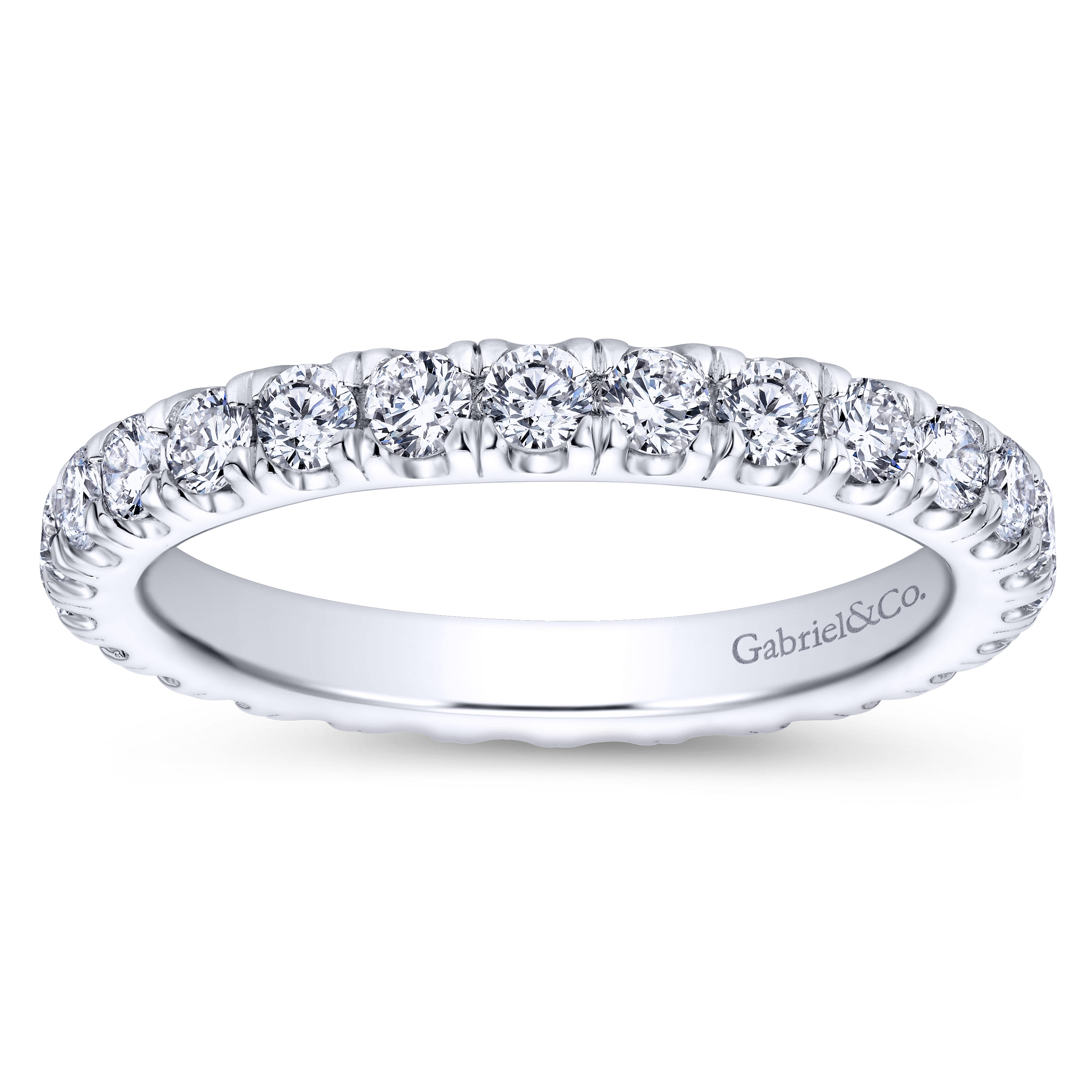 Eternity Band Wedding Ring in 14k White Gold with Round Natural Diamond at Gabriel & Co. - Shot 5