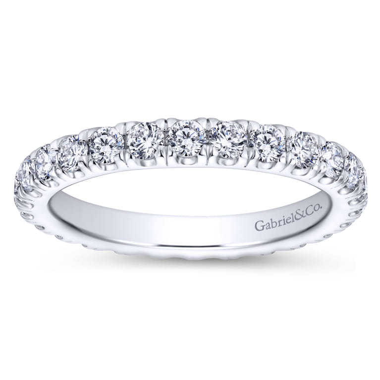 Eternity Band Wedding Ring in 14k White Gold with Round Natural Diamond at Gabriel & Co. - Shot 5