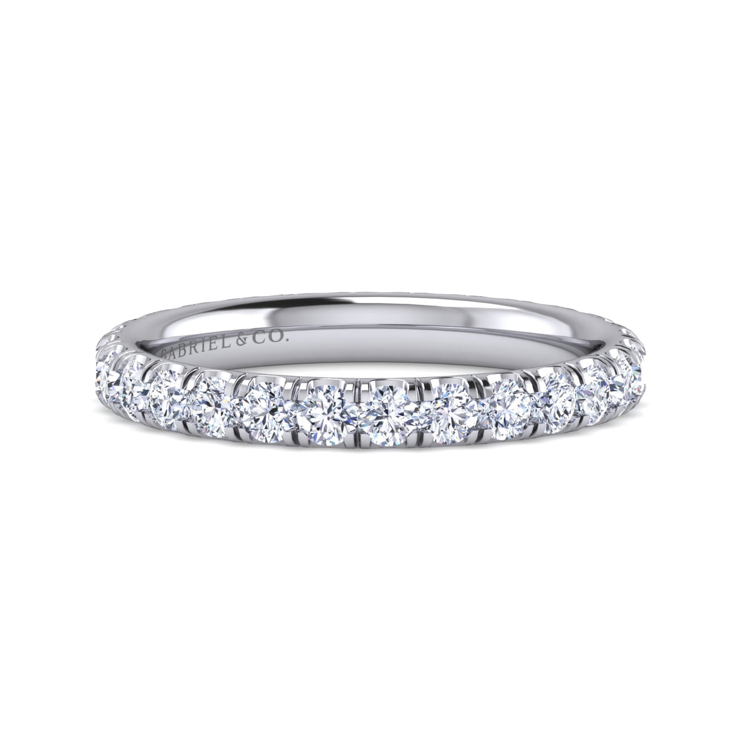 Eternity Band Wedding Ring in 14k White Gold with Round Natural Diamond at Gabriel & Co. - Shot 1