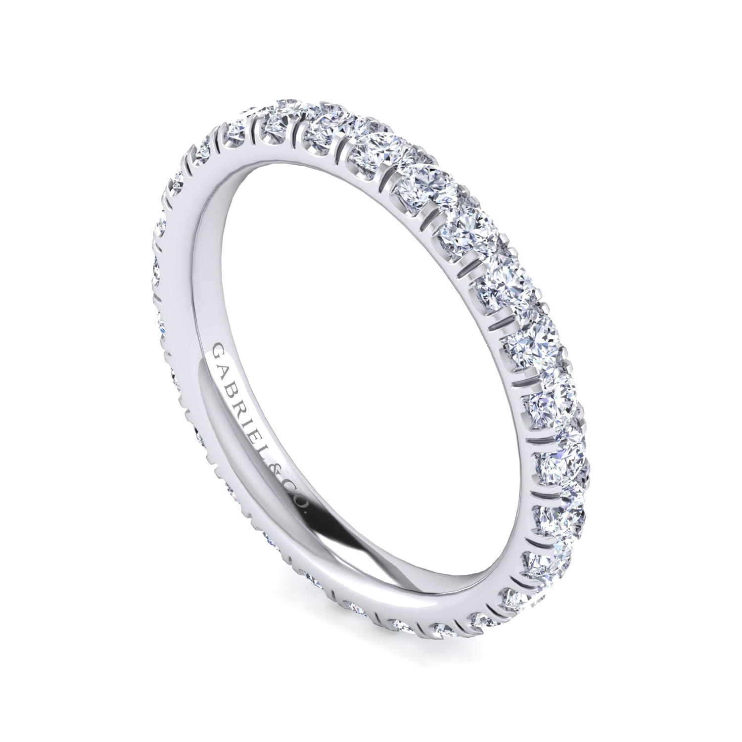 Eternity Band Wedding Ring in 14k White Gold with Round Natural Diamond at Gabriel & Co. - Shot 3