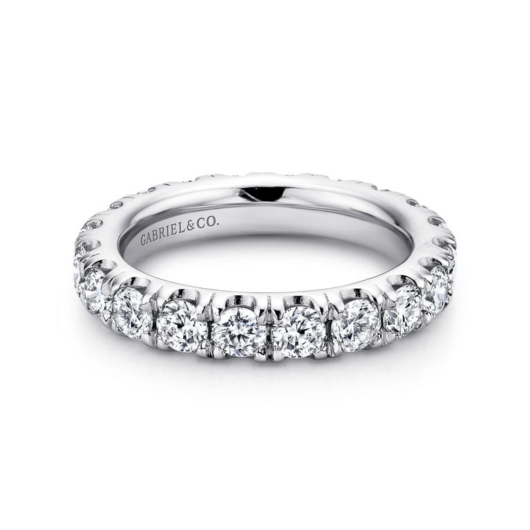 Eternity Band Wedding Ring in 14k White Gold with Round Natural Diamond at Gabriel & Co. - Shot 1
