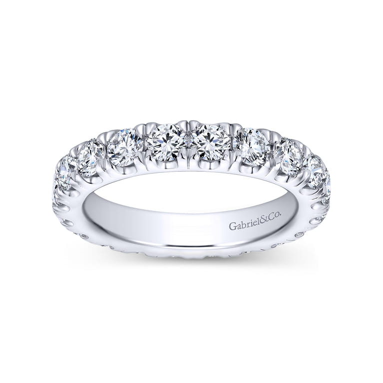 Eternity Band Wedding Ring in 14k White Gold with Round Natural Diamond at Gabriel & Co. - Shot 4