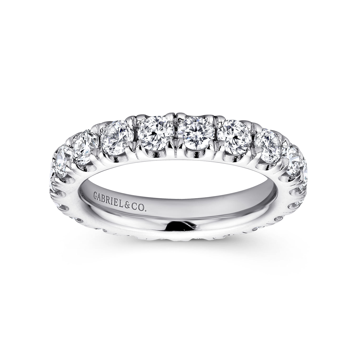 Eternity Band Wedding Ring in 14k White Gold with Round Natural Diamond at Gabriel & Co. - Shot 5