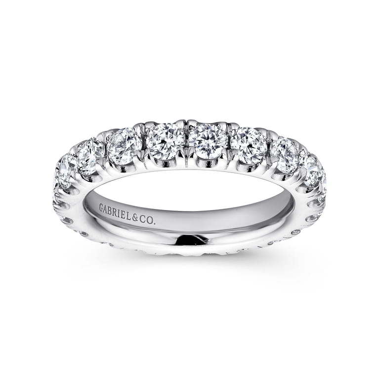 Eternity Band Wedding Ring in 14k White Gold with Round Natural Diamond at Gabriel & Co. - Shot 5