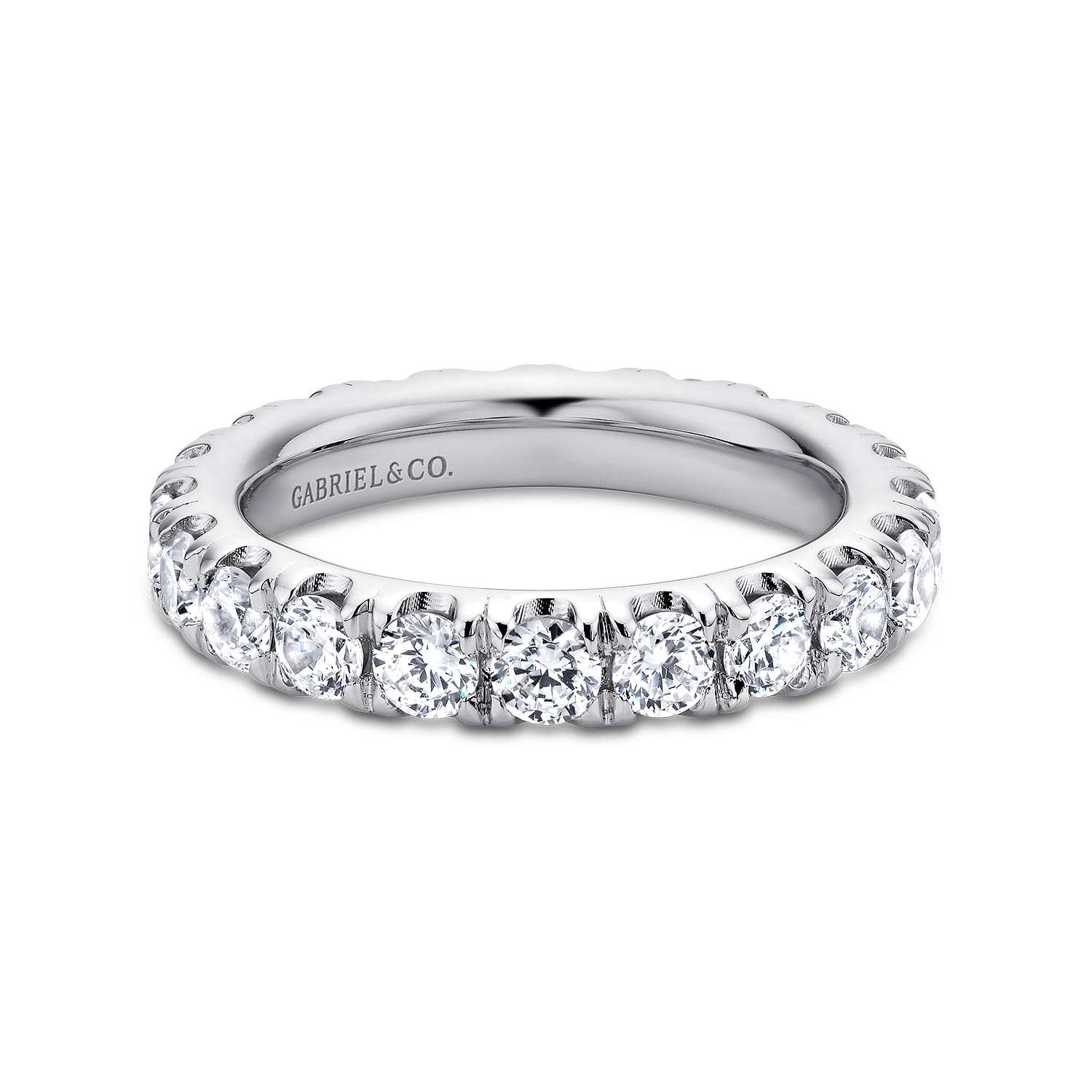 Eternity Band Wedding Ring in 14k White Gold with Round Natural Diamond at Gabriel & Co. - Shot 1