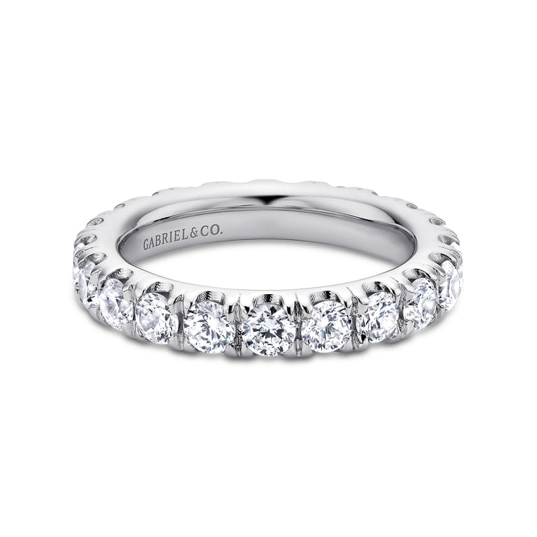 Eternity Band Wedding Ring in 14k White Gold with Round Natural Diamond at Gabriel & Co. - Shot 1