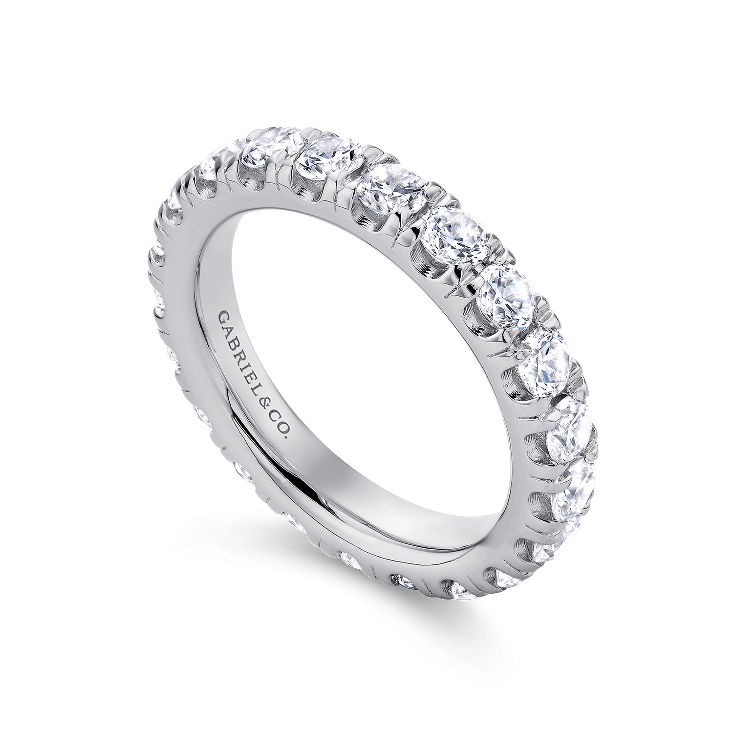 Eternity Band Wedding Ring in 14k White Gold with Round Natural Diamond at Gabriel & Co. - Shot 3