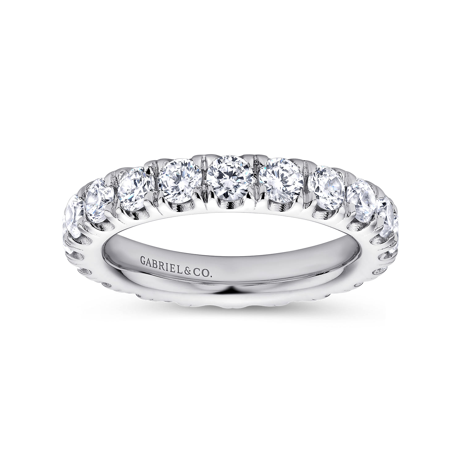 Eternity Band Wedding Ring in 14k White Gold with Round Natural Diamond at Gabriel & Co. - Shot 5