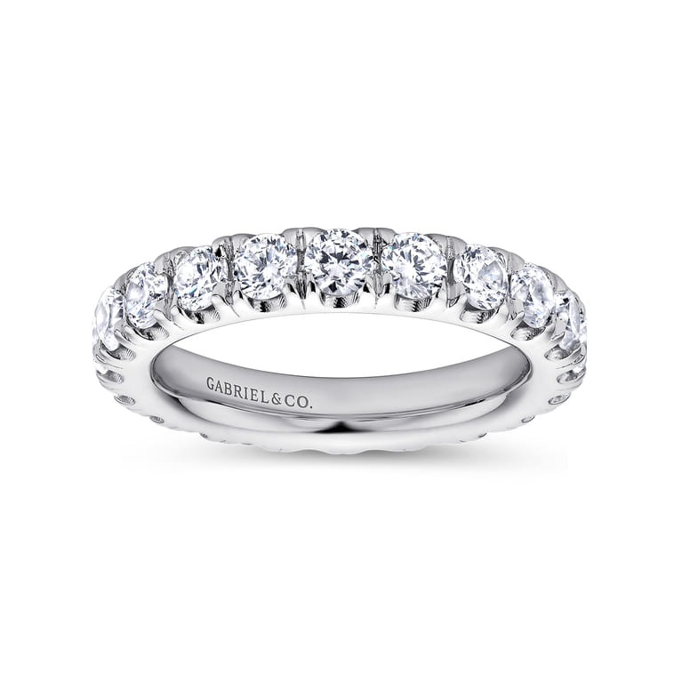 Eternity Band Wedding Ring in 14k White Gold with Round Natural Diamond at Gabriel & Co. - Shot 5