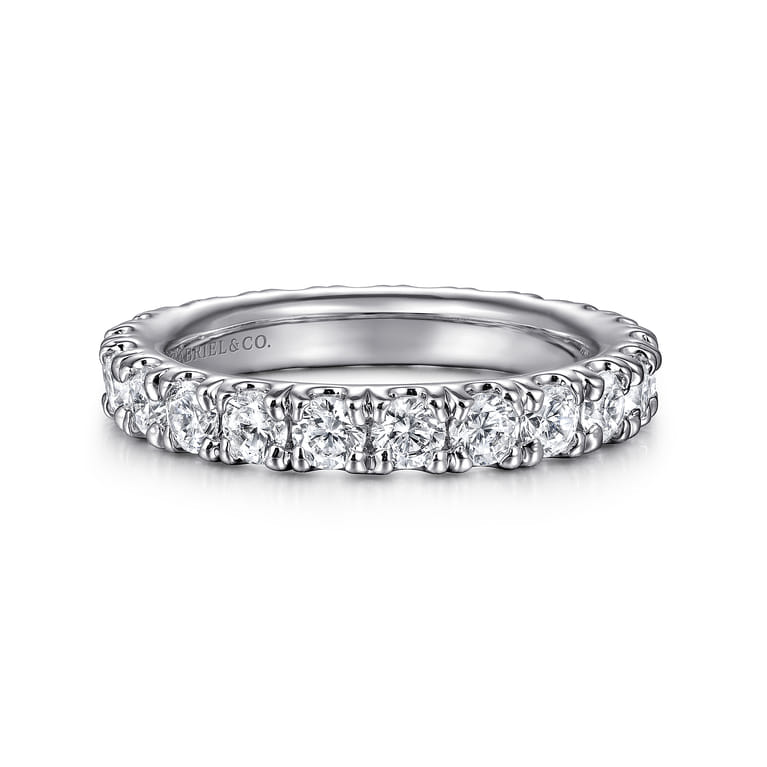 Eternity Band Wedding Ring in 14k White Gold with Round Natural Diamond at Gabriel & Co. - Shot 1