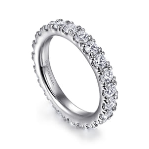 Avignon - 14K White Gold French Pave Set Diamond Eternity Band