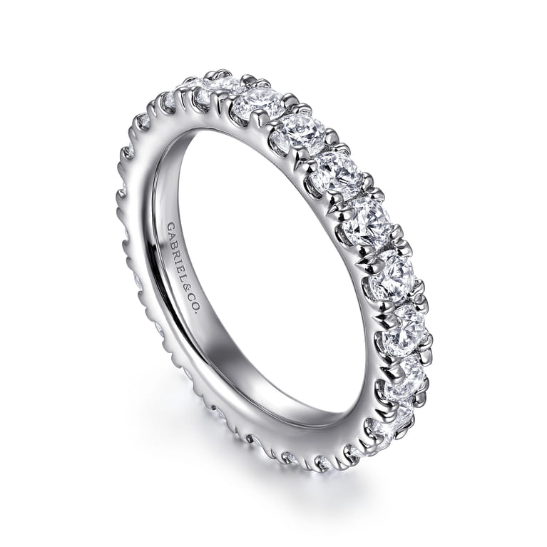 Eternity Band Wedding Ring in 14k White Gold with Round Natural Diamond at Gabriel & Co. - Shot 3