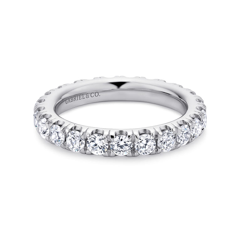 Eternity Band Wedding Ring in 14k White Gold with Round Natural Diamond at Gabriel & Co. - Shot 1