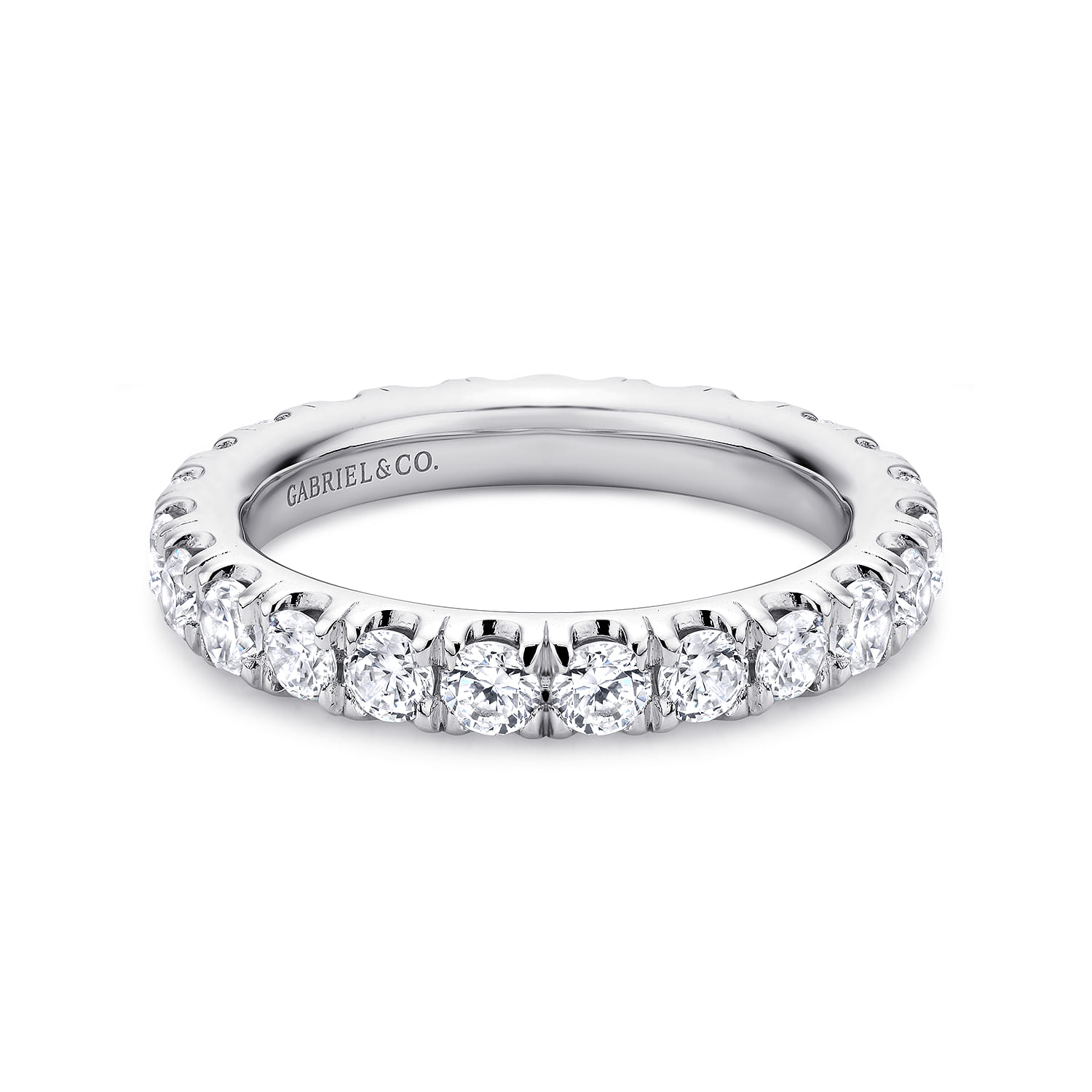 Eternity Band Wedding Ring in 14k White Gold with Round Natural Diamond at Gabriel & Co. - Shot 1