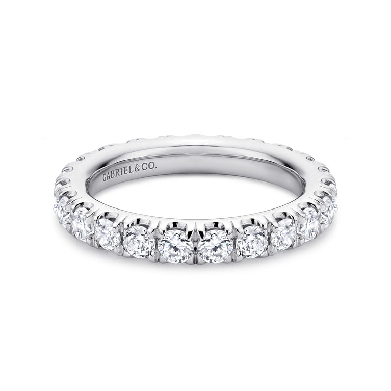Eternity Band Wedding Ring in 14k White Gold with Round Natural Diamond at Gabriel & Co. - Shot 1