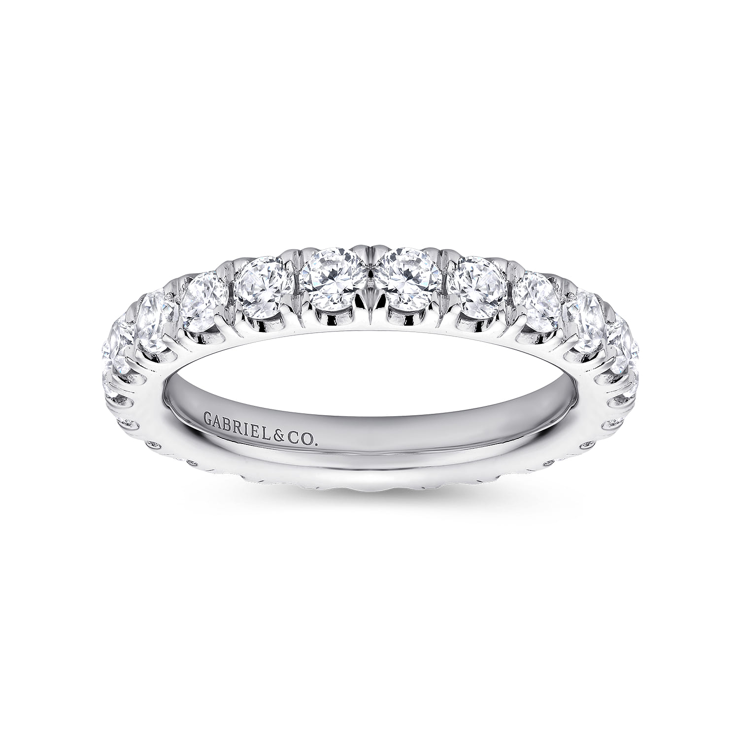 Eternity Band Wedding Ring in 14k White Gold with Round Natural Diamond at Gabriel & Co. - Shot 4