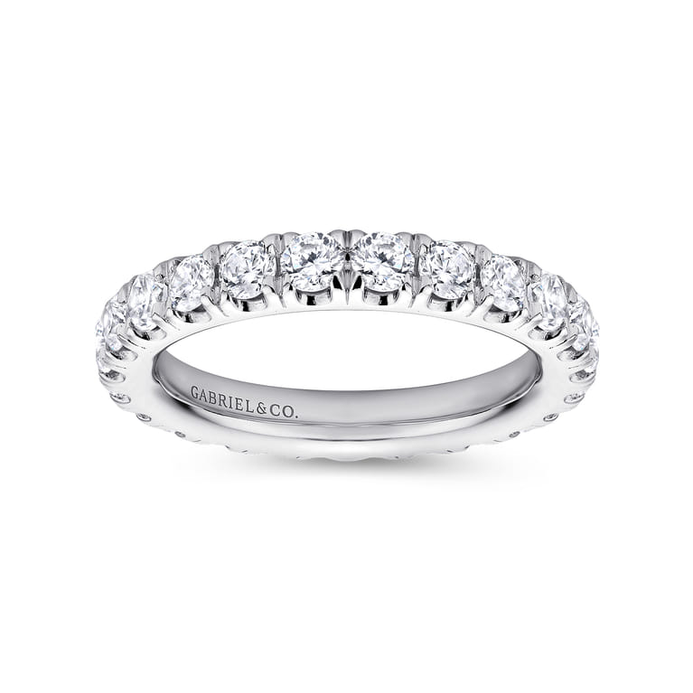Eternity Band Wedding Ring in 14k White Gold with Round Natural Diamond at Gabriel & Co. - Shot 5