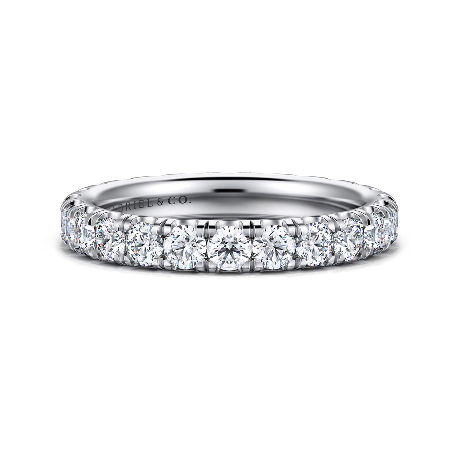 Eternity Band Wedding Ring in 14k White Gold with Round Natural Diamond at Gabriel & Co. - Shot 1