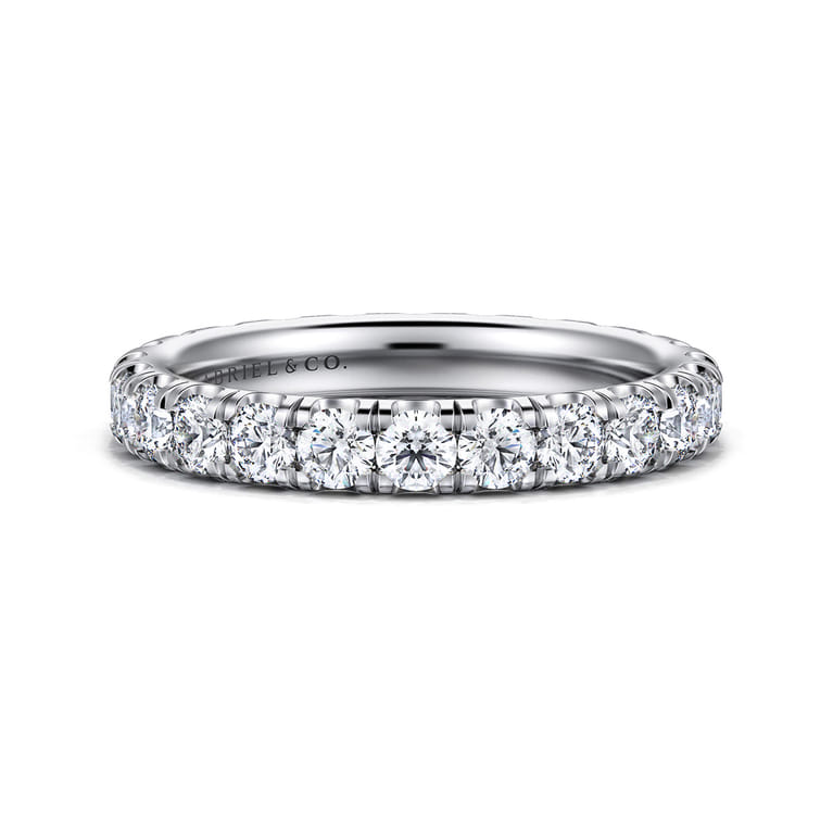 Eternity Band Wedding Ring in 14k White Gold with Round Natural Diamond at Gabriel & Co. - Shot 1