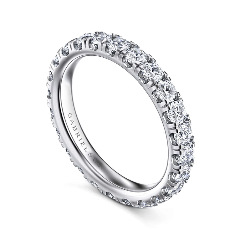 Eternity Band Wedding Ring in 14k White Gold with Round Natural Diamond at Gabriel & Co. - Shot 3