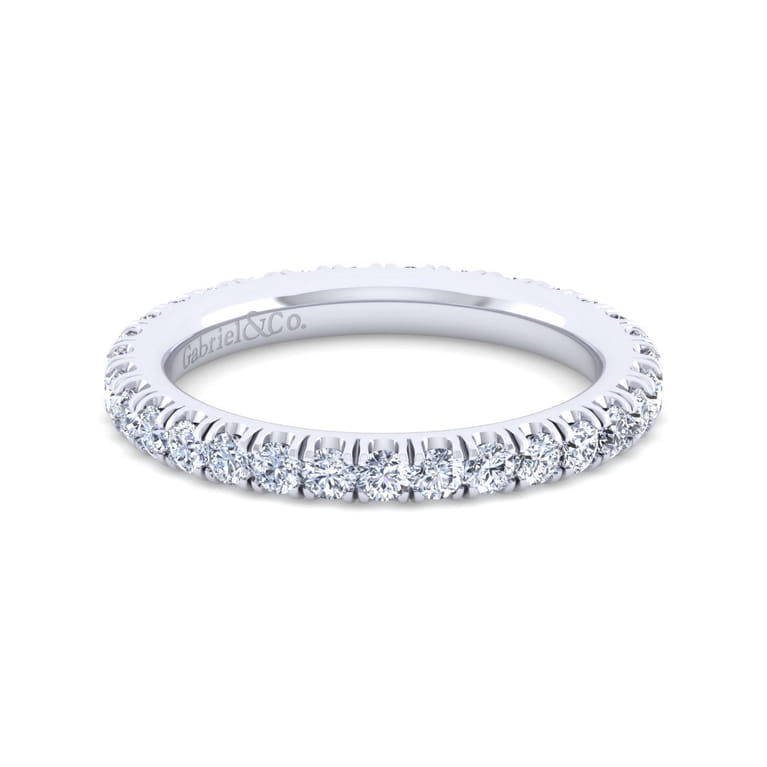 Eternity Band Wedding Ring in 14k White Gold with Round Natural Diamond at Gabriel & Co. - Shot 1