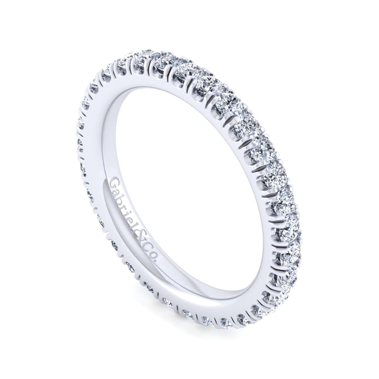 Eternity Band Wedding Ring in 14k White Gold with Round Natural Diamond at Gabriel & Co. - Shot 3