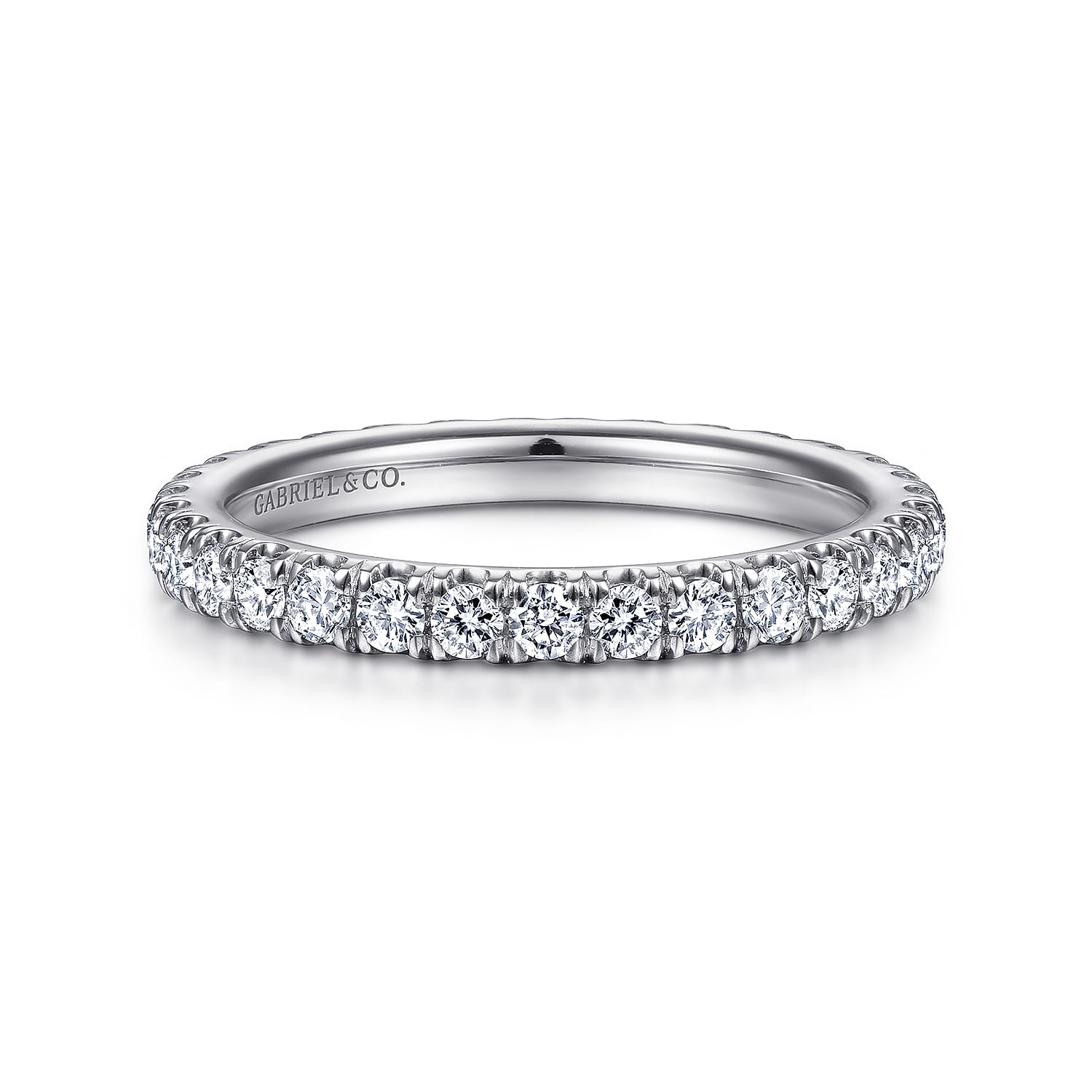 Eternity Band Wedding Ring in 14k White Gold with Round Natural Diamond at Gabriel & Co. - Shot 1