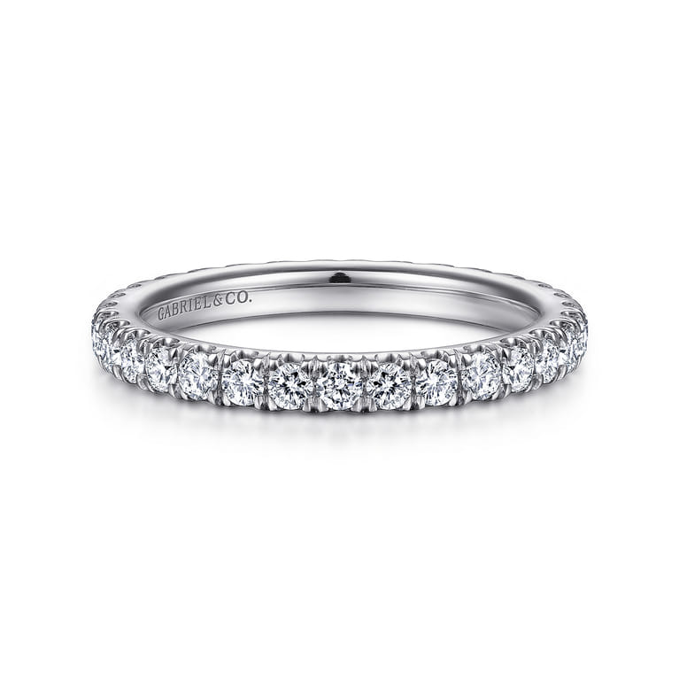 Eternity Band Wedding Ring in 14k White Gold with Round Natural Diamond at Gabriel & Co. - Shot 1