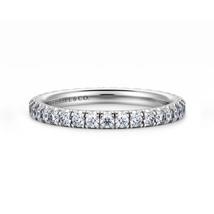 Avignon - 14K White Gold French Pave Set Diamond Eternity Band