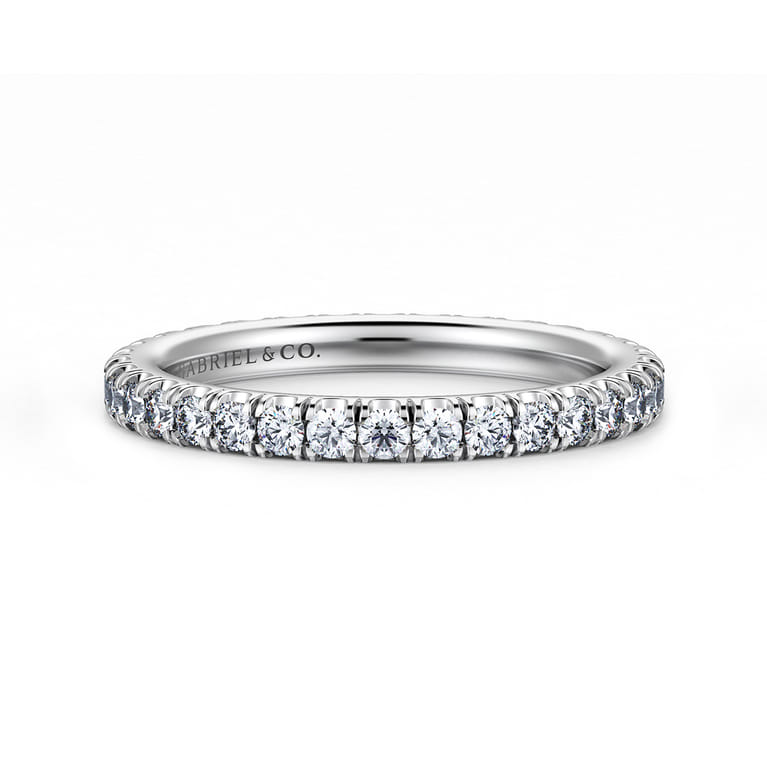 Eternity Band Wedding Ring in 14k White Gold with Round Natural Diamond at Gabriel & Co. - Shot 1