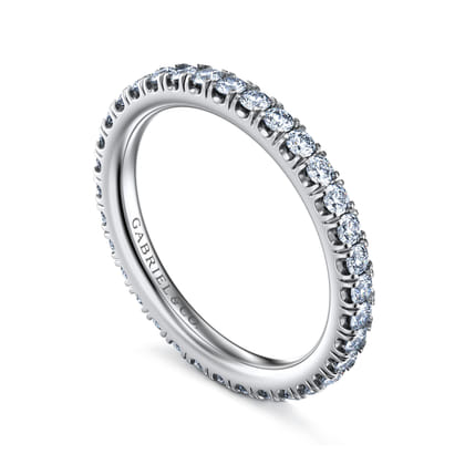 Avignon - 14K White Gold French Pave Set Diamond Eternity Band