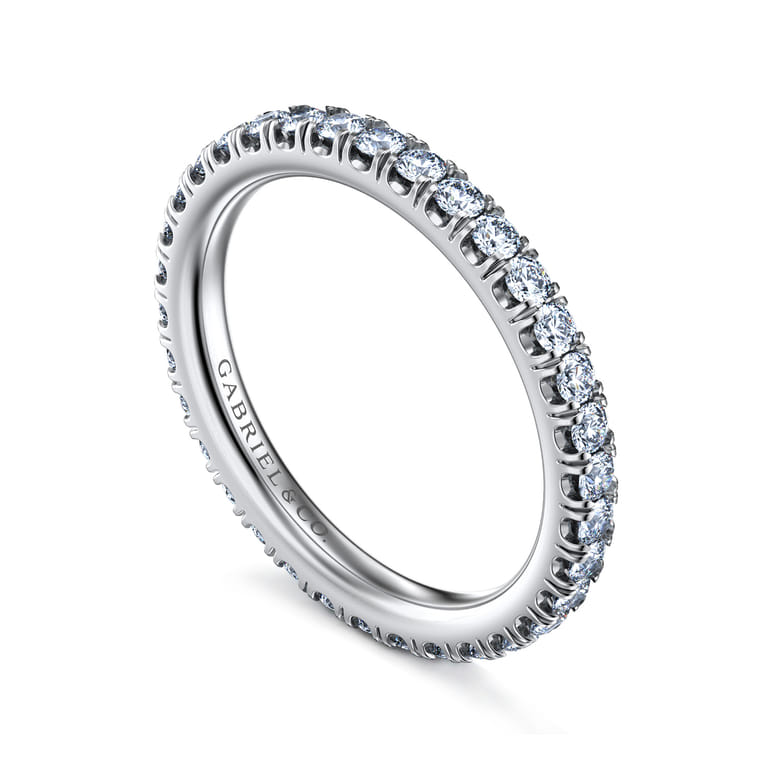 Eternity Band Wedding Ring in 14k White Gold with Round Natural Diamond at Gabriel & Co. - Shot 3