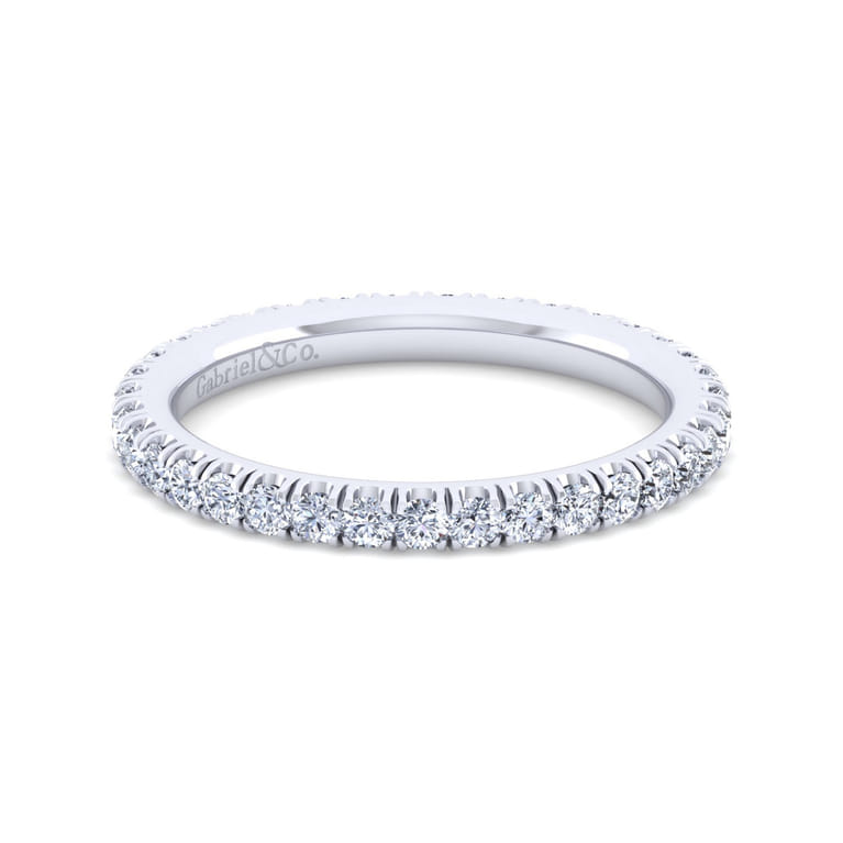Eternity Band Wedding Ring in 14k White Gold with Round Natural Diamond at Gabriel & Co. - Shot 1