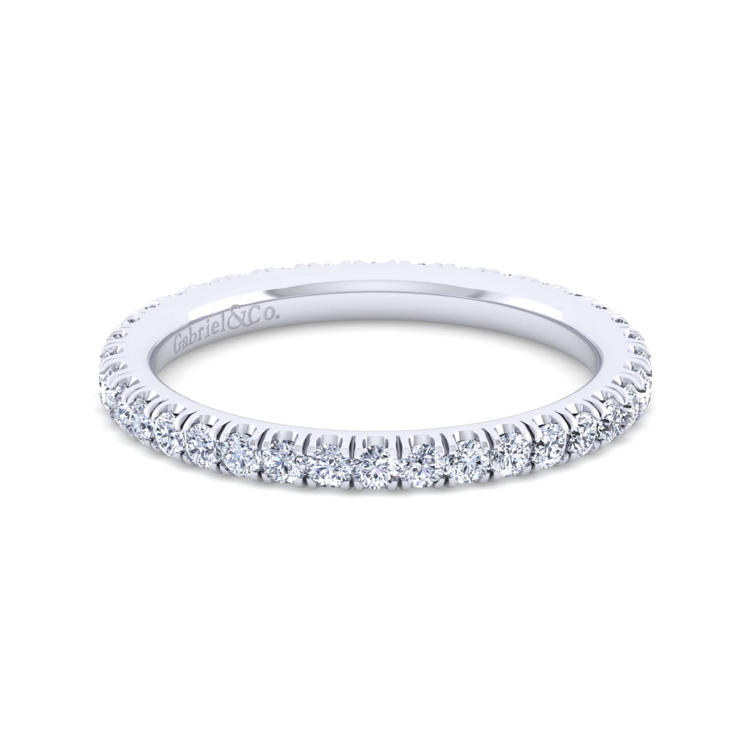 Eternity Band Wedding Ring in 14k White Gold with Round Natural Diamond at Gabriel & Co. - Shot 1
