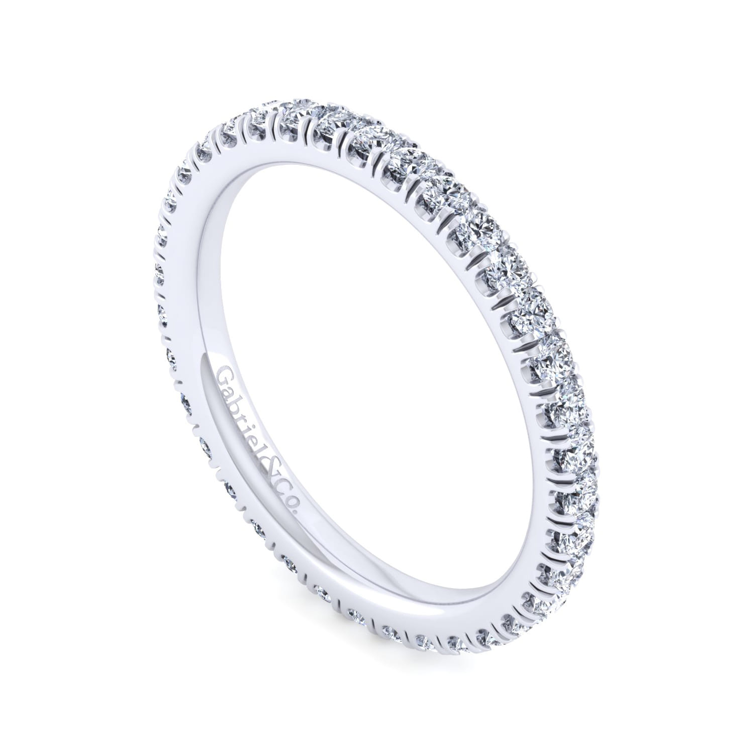 Eternity Band Wedding Ring in 14k White Gold with Round Natural Diamond at Gabriel & Co. - Shot 3