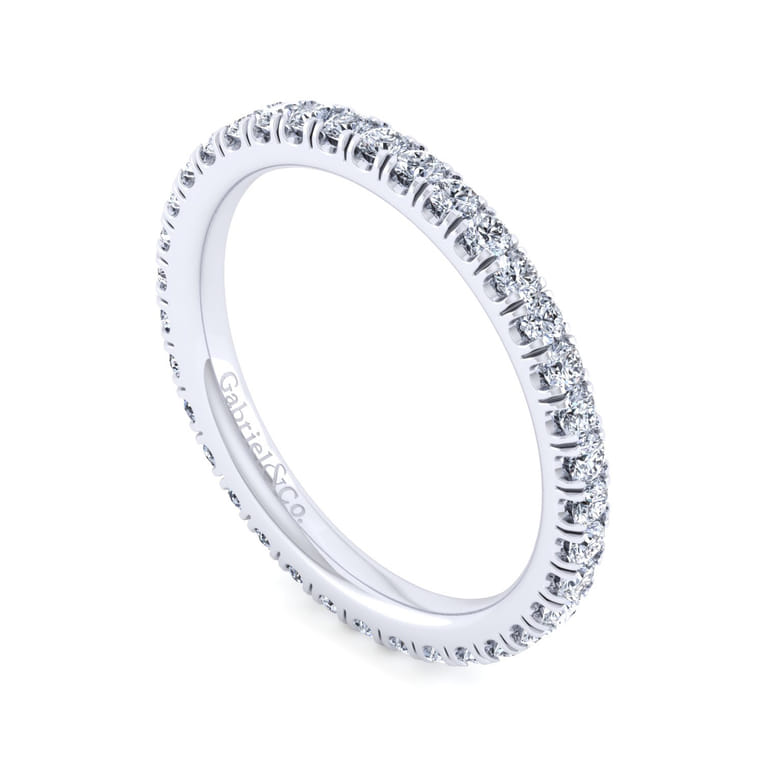 Eternity Band Wedding Ring in 14k White Gold with Round Natural Diamond at Gabriel & Co. - Shot 3
