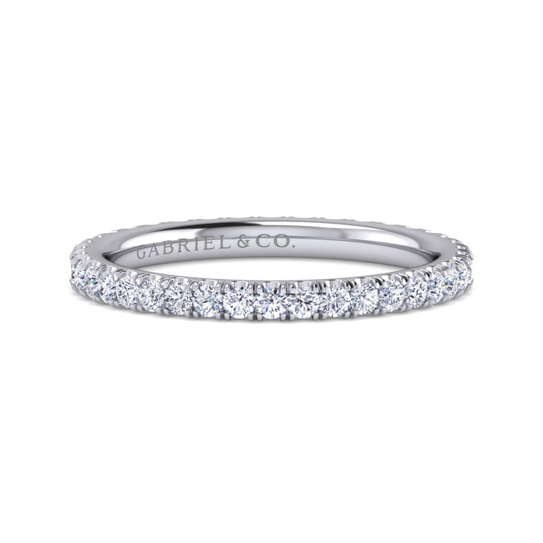 Eternity Band Wedding Ring in 14k White Gold with Round Natural Diamond at Gabriel & Co. - Shot 1