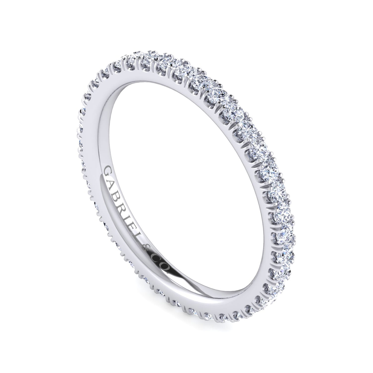 Eternity Band Wedding Ring in 14k White Gold with Round Natural Diamond at Gabriel & Co. - Shot 3