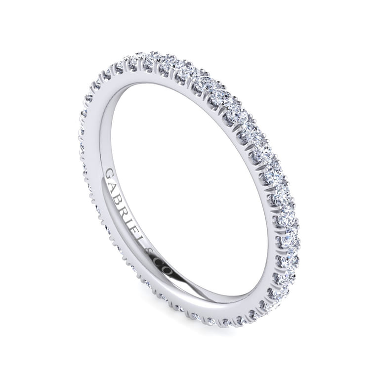 Eternity Band Wedding Ring in 14k White Gold with Round Natural Diamond at Gabriel & Co. - Shot 3