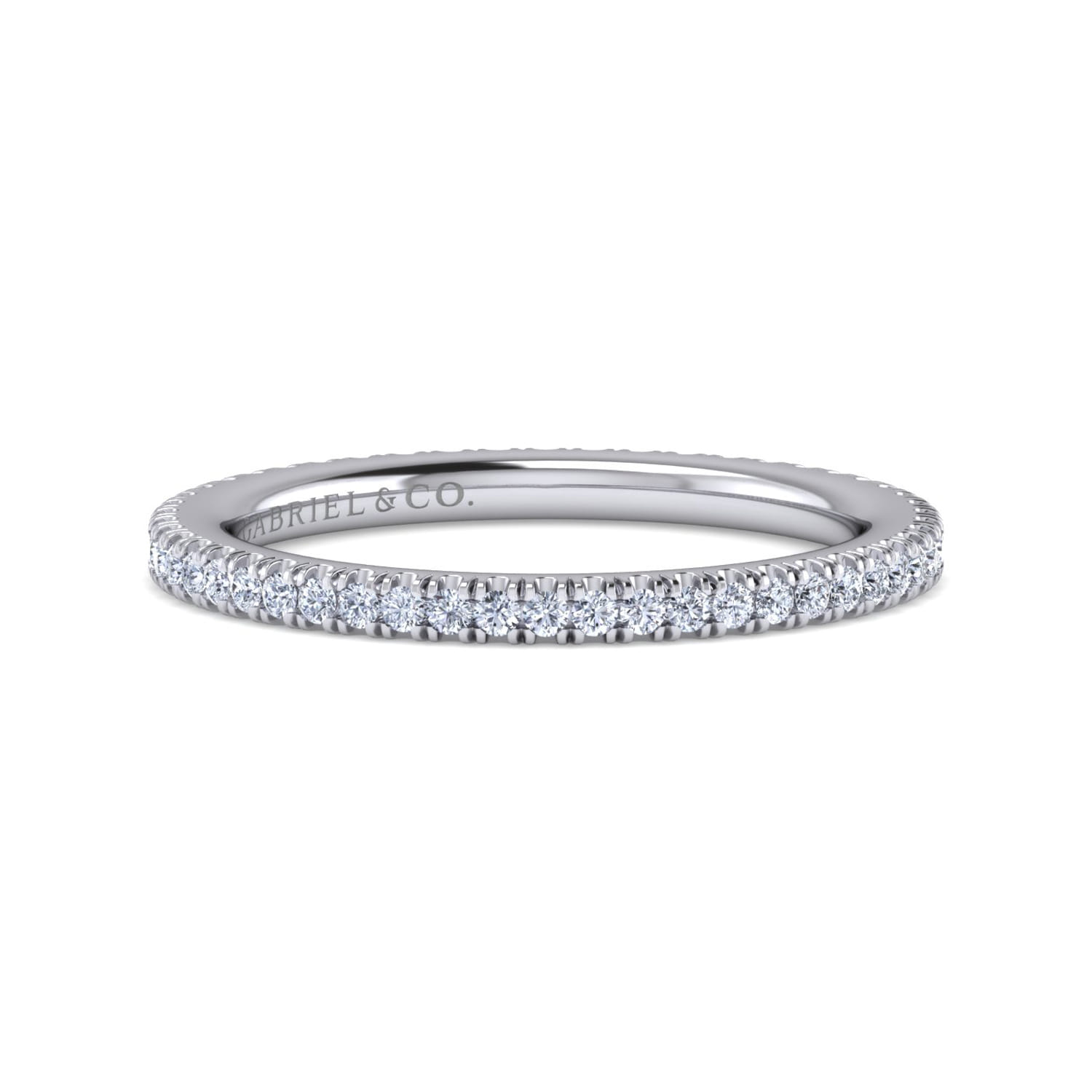 Eternity Band Wedding Ring in 14k White Gold with Round Natural Diamond at Gabriel & Co. - Shot 1