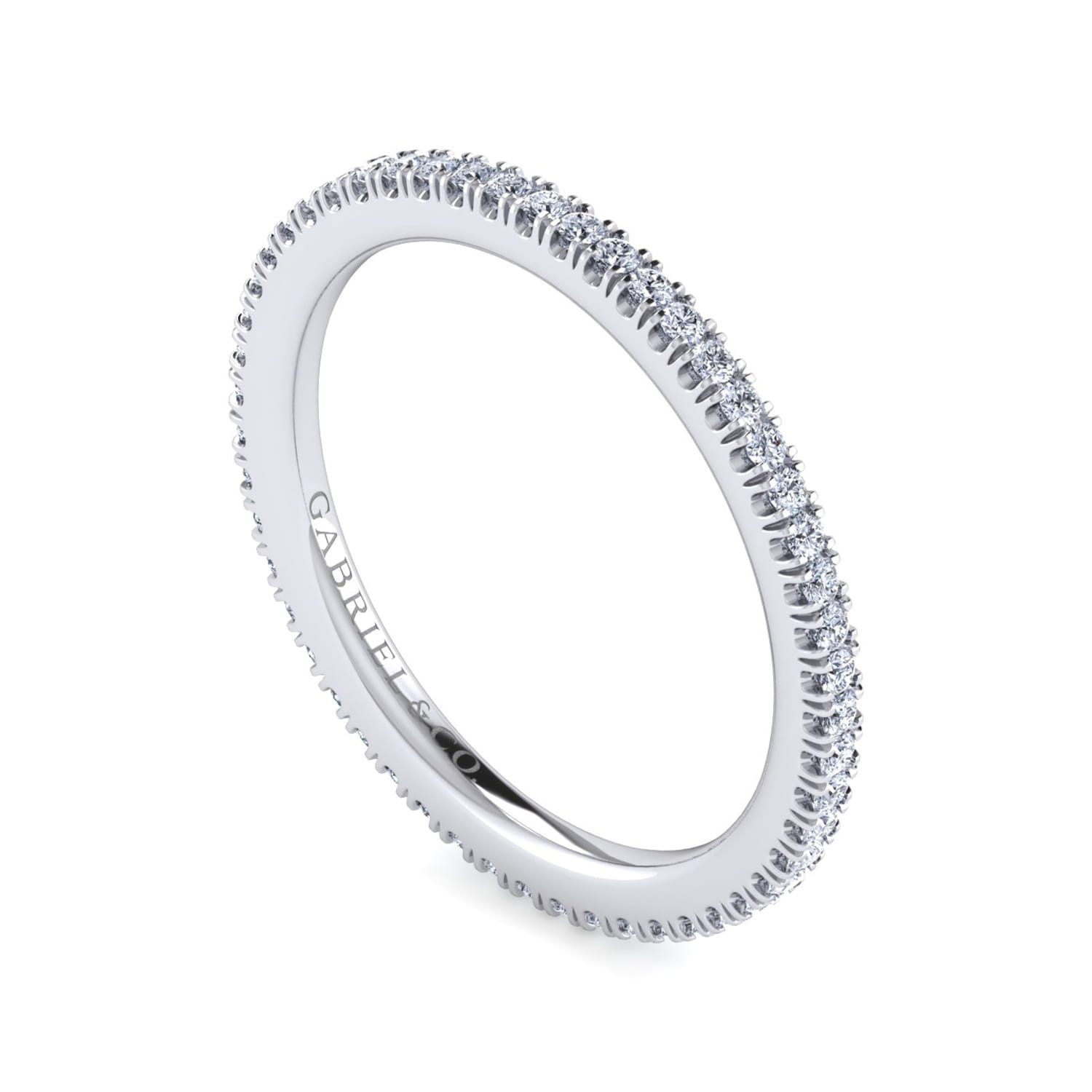 Eternity Band Wedding Ring in 14k White Gold with Round Natural Diamond at Gabriel & Co. - Shot 3