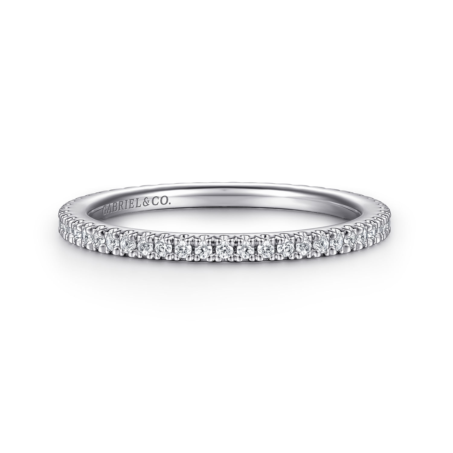 Avignon - 14K White Gold French Pave Set Diamond Eternity Band