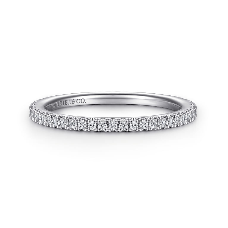Eternity Band Wedding Ring in 14k White Gold with Round Natural Diamond at Gabriel & Co. - Shot 1