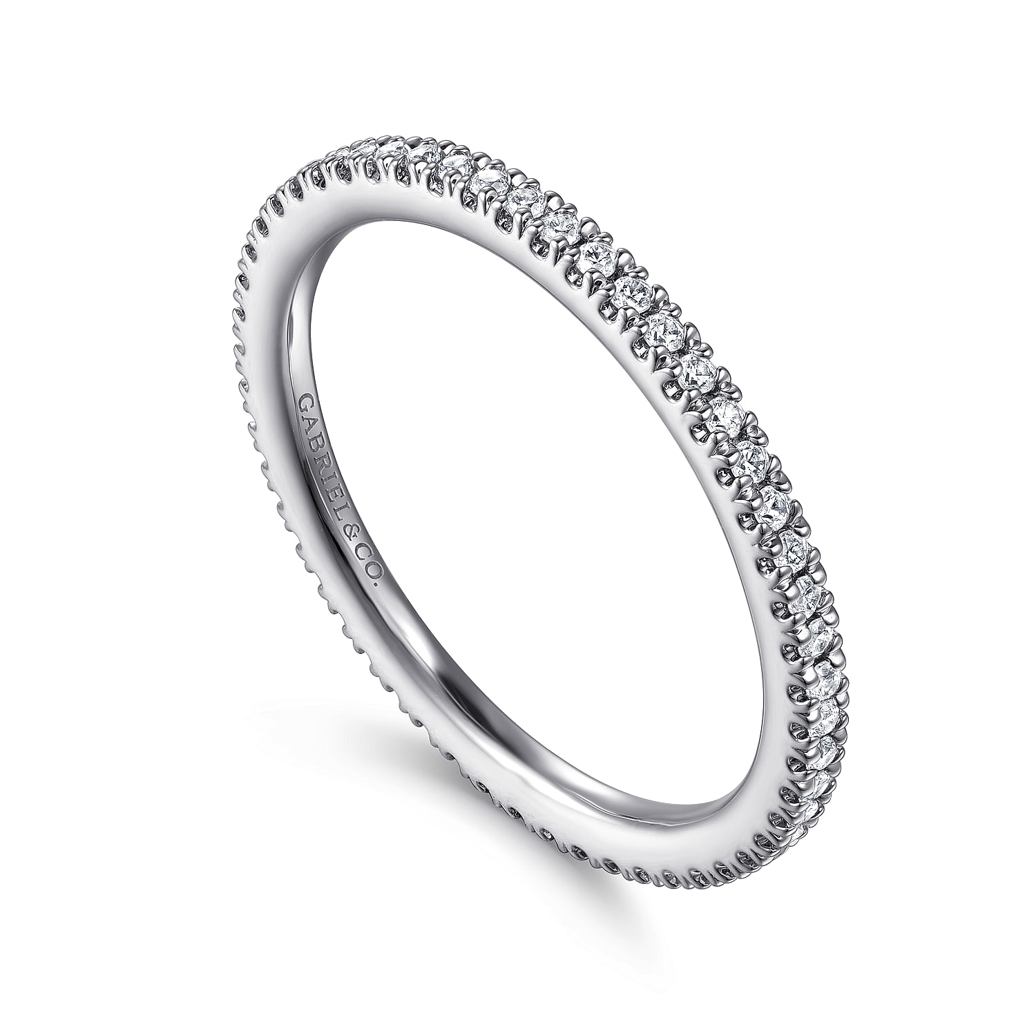 Avignon - 14K White Gold French Pave Set Diamond Eternity Band
