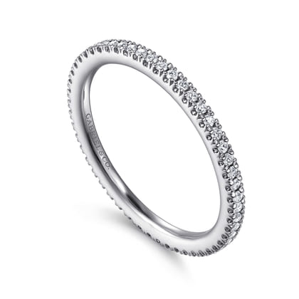 Avignon - 14K White Gold French Pave Set Diamond Eternity Band