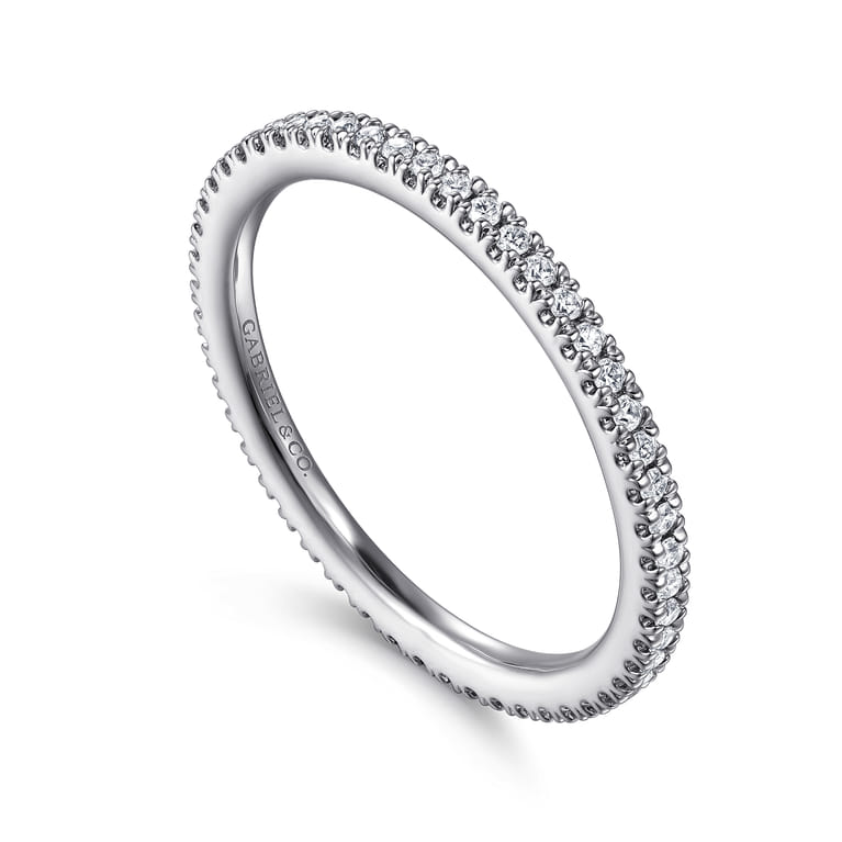 Eternity Band Wedding Ring in 14k White Gold with Round Natural Diamond at Gabriel & Co. - Shot 3