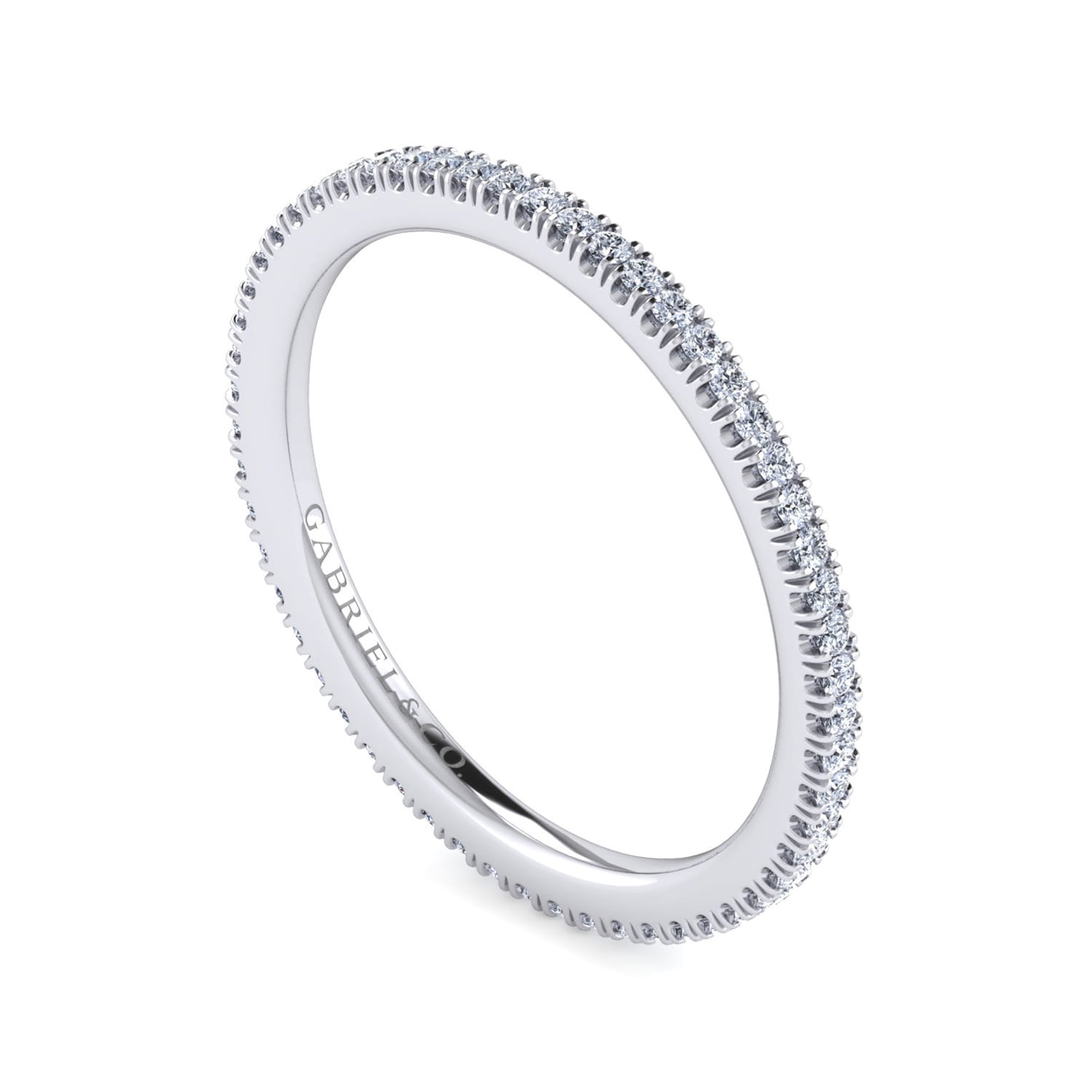 Eternity Band Wedding Ring in 14k White Gold with Round Natural Diamond at Gabriel & Co. - Shot 3