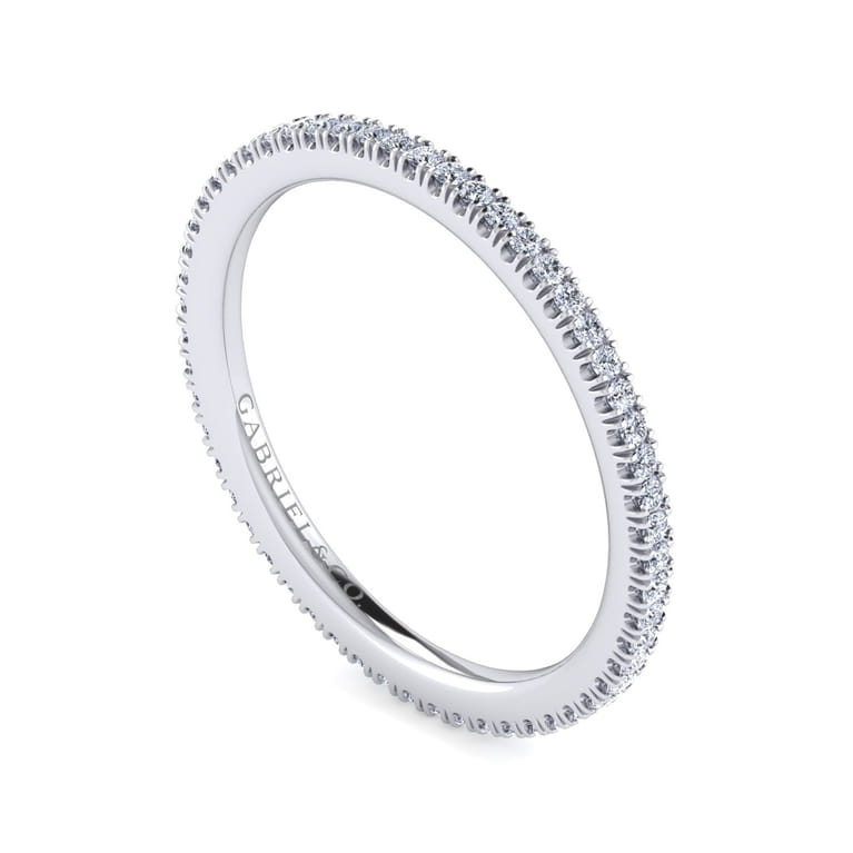 Eternity Band Wedding Ring in 14k White Gold with Round Natural Diamond at Gabriel & Co. - Shot 3