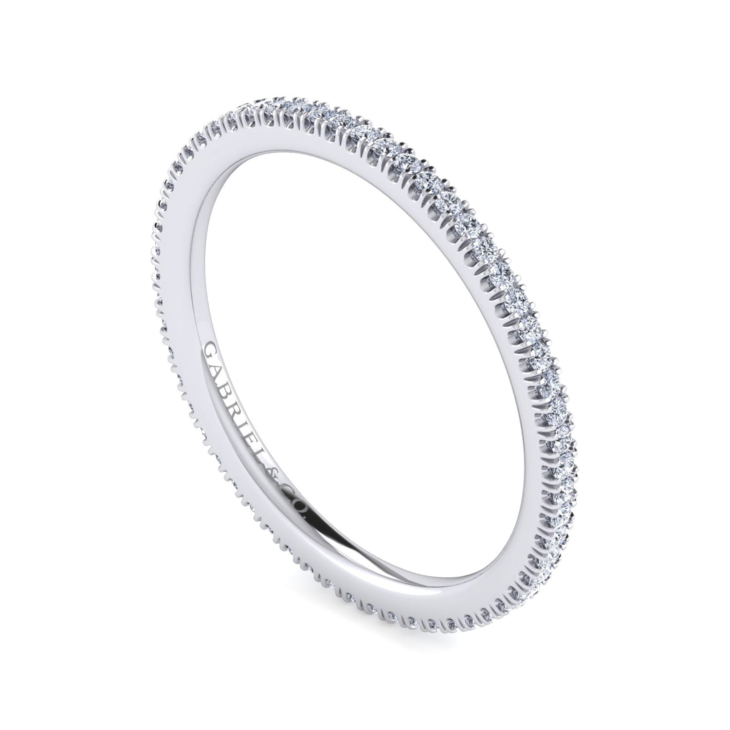 Eternity Band Wedding Ring in 14k White Gold with Round Natural Diamond at Gabriel & Co. - Shot 3