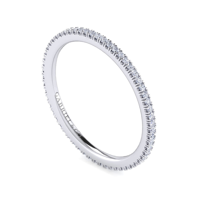 Eternity Band Wedding Ring in 14k White Gold with Round Natural Diamond at Gabriel & Co. - Shot 3